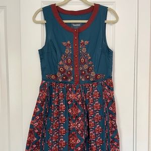 Teal ModCloth Cotton Fit and Flare Dress w/ Pockets